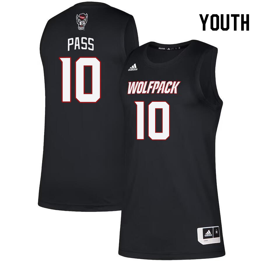 Youth #10 Breon Pass NC State Wolfpack College Basketball Jerseys Stitched Sale-Black